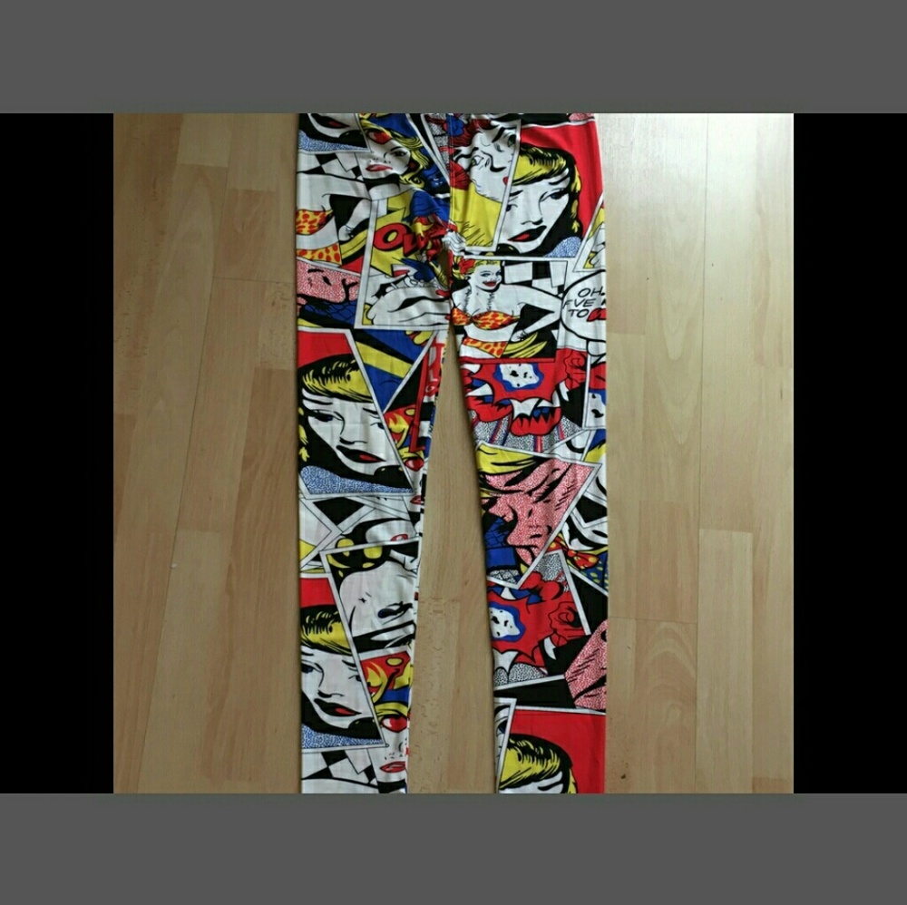 💋COMIC GRAPHIC PRINT YOGA LEGGINGS - MULTI - Picture 4 of 6